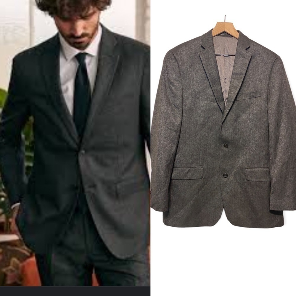 LIKE NEW Michael Kors 40L blazer suit dark gray